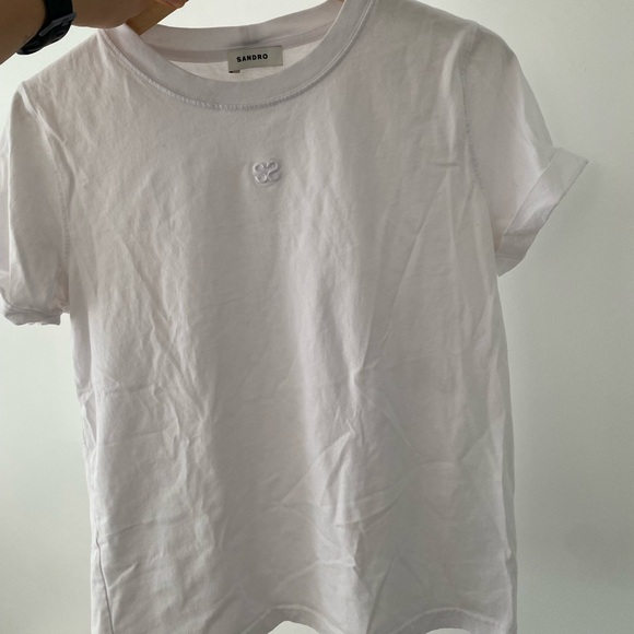 Sandro Paris women white t-shirt size 1 - Picture 3 of 5